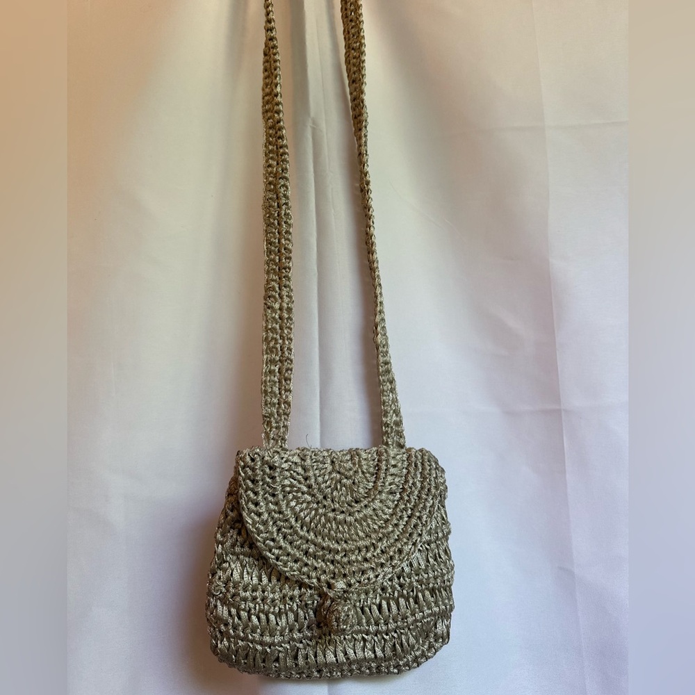 Neiman Marcus Metallic Crochet-Style Mini Crossbody – Vintage